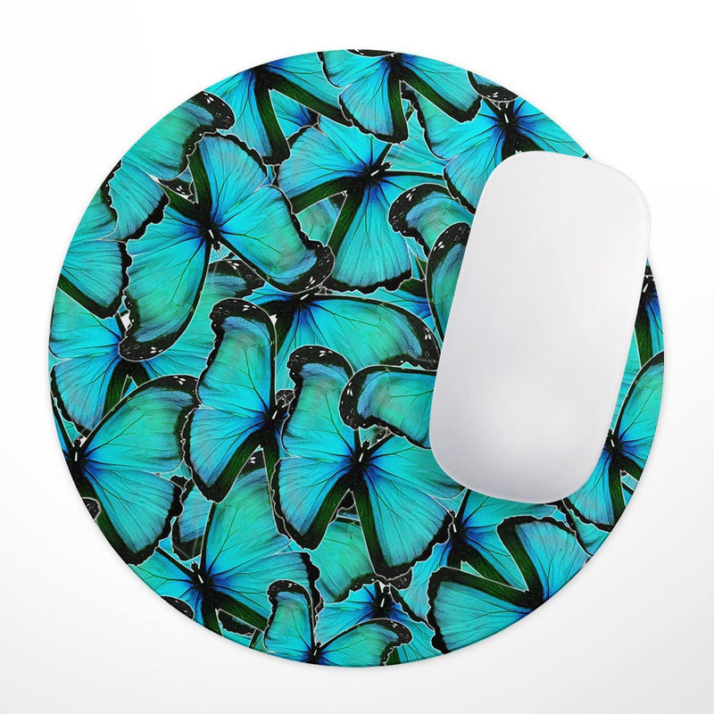 Turquoise Butterfly Bundle// WaterProof Rubber Foam Backed Anti-Slip Mouse Pad for Home Work Office or Gaming Computer Desk