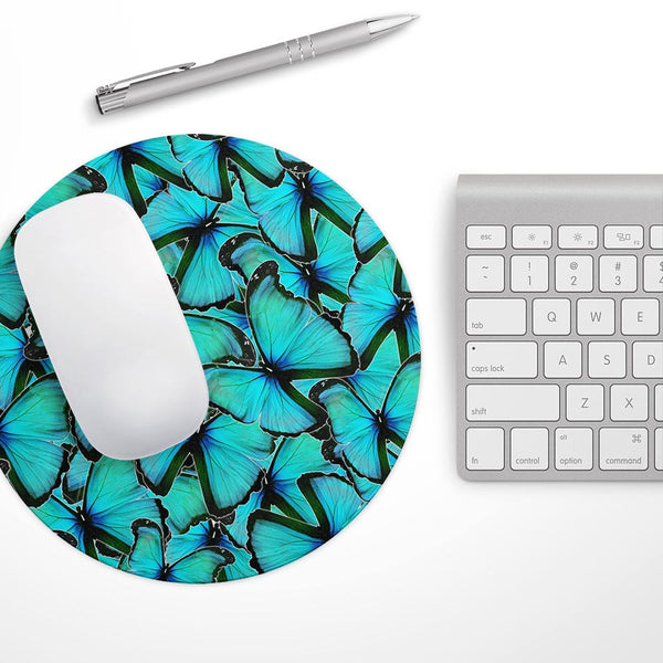 Turquoise Butterfly Bundle// WaterProof Rubber Foam Backed Anti-Slip Mouse Pad for Home Work Office or Gaming Computer Desk