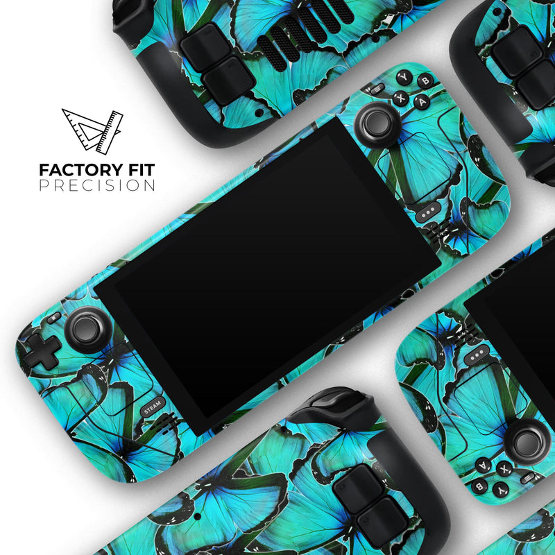 Turquoise Butterfly Bundle // Full Body Skin Decal Wrap Kit for the Steam Deck handheld gaming computer