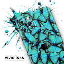 Turquoise Butterfly Bundle - Protective Skin Wrap & Decal – Compatible with iPhone SE to iPhone 17 Pro Max (All Models)