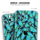 Turquoise Butterfly Bundle - Protective Skin Wrap & Decal – Compatible with iPhone SE to iPhone 17 Pro Max (All Models)