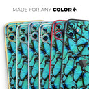 Turquoise Butterfly Bundle - Protective Skin Wrap & Decal – Compatible with iPhone SE to iPhone 17 Pro Max (All Models)