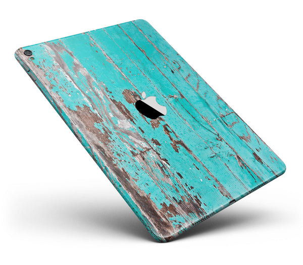 Turquoise Chipped Paint on Wood - iPad Pro 97 - View 1.jpg