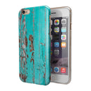 Turquoise Chipped Paint on Wood iPhone 6/6s or 6/6s Plus 2-Piece Hybrid INK-Fuzed Case