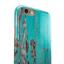 Turquoise Chipped Paint on Wood iPhone 6/6s or 6/6s Plus 2-Piece Hybrid INK-Fuzed Case