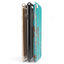 Turquoise Chipped Paint on Wood iPhone 6/6s or 6/6s Plus 2-Piece Hybrid INK-Fuzed Case
