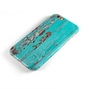 Turquoise Chipped Paint on Wood iPhone 6/6s or 6/6s Plus 2-Piece Hybrid INK-Fuzed Case