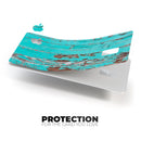 Turquoise Chipped Paint on Wood - Premium Protective Decal Skin-Kit for the Apple Credit Card