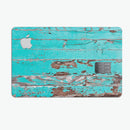 Turquoise Chipped Paint on Wood - Premium Protective Decal Skin-Kit for the Apple Credit Card