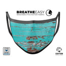 Turquoise Chipped Paint on Wood - Made in USA Mouth Cover Unisex Anti-Dust Cotton Blend Reusable & Washable Face Mask with Adjustable Sizing for Adult or Child