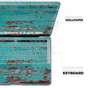 Turquoise Chipped Paint on Wood - Skin Decal Wrap Kit Compatible with the Apple MacBook Pro, Pro with Touch Bar or Air (11", 12", 13", 15" & 16" - All Versions Available)