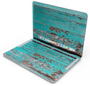 Turquoise Chipped Paint on Wood - Skin Decal Wrap Kit Compatible with the Apple MacBook Pro, Pro with Touch Bar or Air (11", 12", 13", 15" & 16" - All Versions Available)