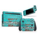 Turquoise Chipped Paint on Wood // Skin Decal Wrap Kit for Nintendo Switch Console & Dock, Joy-Cons, Pro Controller, Lite, 3DS XL, 2DS XL, DSi, or Wii - Vinyl Skin Wrap for Nintendo Switch 2, OLED, Lite, Pro Controller, Wii & Classic Handhelds