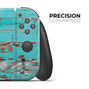 Turquoise Chipped Paint on Wood // Skin Decal Wrap Kit for Nintendo Switch Console & Dock, Joy-Cons, Pro Controller, Lite, 3DS XL, 2DS XL, DSi, or Wii - Vinyl Skin Wrap for Nintendo Switch 2, OLED, Lite, Pro Controller, Wii & Classic Handhelds