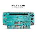 Turquoise Chipped Paint on Wood // Skin Decal Wrap Kit for Nintendo Switch Console & Dock, Joy-Cons, Pro Controller, Lite, 3DS XL, 2DS XL, DSi, or Wii - Vinyl Skin Wrap for Nintendo Switch 2, OLED, Lite, Pro Controller, Wii & Classic Handhelds