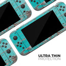 Turquoise Chipped Paint on Wood // Skin Decal Wrap Kit for Nintendo Switch Console & Dock, Joy-Cons, Pro Controller, Lite, 3DS XL, 2DS XL, DSi, or Wii - Vinyl Skin Wrap for Nintendo Switch 2, OLED, Lite, Pro Controller, Wii & Classic Handhelds