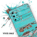 Turquoise Chipped Paint on Wood - Premium Vinyl Skin Decal for Samsung Galaxy S25 Ultra, S24, S23, S22 & All Galaxy S Models