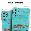 Turquoise Chipped Paint on Wood - Premium Vinyl Skin Decal for Samsung Galaxy S25 Ultra, S24, S23, S22 & All Galaxy S Models