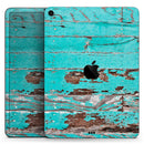 Turquoise Chipped Paint on Wood - Full Body Skin Decal for the Apple iPad Pro 12.9", 11", 10.5", 9.7", Air or Mini (All Models Available)