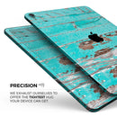 Turquoise Chipped Paint on Wood - Full Body Skin Decal for the Apple iPad Pro 12.9", 11", 10.5", 9.7", Air or Mini (All Models Available)