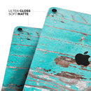 Turquoise Chipped Paint on Wood - Full Body Skin Decal for the Apple iPad Pro 12.9", 11", 10.5", 9.7", Air or Mini (All Models Available)