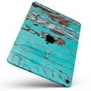 Turquoise Chipped Paint on Wood - Full Body Skin Decal for the Apple iPad Pro 12.9", 11", 10.5", 9.7", Air or Mini (All Models Available)