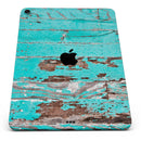Turquoise Chipped Paint on Wood - Full Body Skin Decal for the Apple iPad Pro 12.9", 11", 10.5", 9.7", Air or Mini (All Models Available)