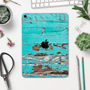 Turquoise Chipped Paint on Wood - Full Body Skin Decal for the Apple iPad Pro 12.9", 11", 10.5", 9.7", Air or Mini (All Models Available)