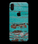 Turquoise Chipped Paint on Wood - iPhone XS MAX, XS/X, 8/8+, 7/7+, 5/5S/SE Skin-Kit (All iPhones Available)