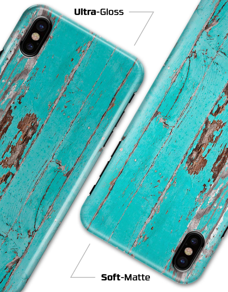 Turquoise Chipped Paint on Wood - iPhone X Clipit Case