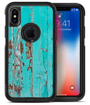 Turquoise Chipped Paint on Wood - iPhone X OtterBox Case & Skin Kits