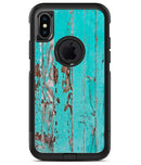 Turquoise Chipped Paint on Wood - iPhone X OtterBox Case & Skin Kits