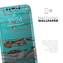 Turquoise Chipped Paint on Wood - Protective Skin Wrap & Decal – Compatible with iPhone SE to iPhone 17 Pro Max (All Models)