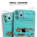 Turquoise Chipped Paint on Wood - Protective Skin Wrap & Decal – Compatible with iPhone SE to iPhone 17 Pro Max (All Models)