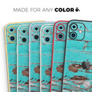 Turquoise Chipped Paint on Wood - Protective Skin Wrap & Decal – Compatible with iPhone SE to iPhone 17 Pro Max (All Models)