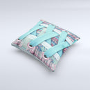 Turquoise Laced Shoe Ink-Fuzed Decorative Throw Pillow