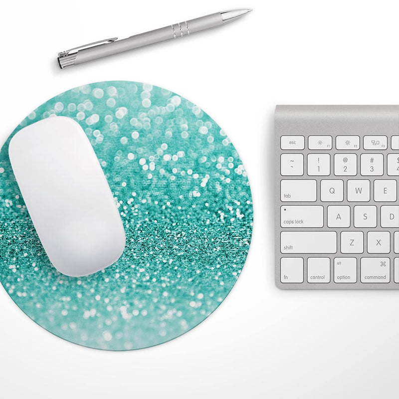 Turquoise Unfocused Glimmer// WaterProof Rubber Foam Backed Anti-Slip Mouse Pad for Home Work Office or Gaming Computer Desk