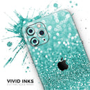 Turquoise Unfocused Glimmer - Protective Skin Wrap & Decal – Compatible with iPhone SE to iPhone 17 Pro Max (All Models)