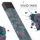 Turquoise adn Burgundy Floral Velvet v2 - Premium Decal Protective Skin-Wrap Sticker compatible with the Juul Labs vaping device