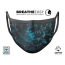 Turquoise and Black Geometric Triangles - Made in USA Mouth Cover Unisex Anti-Dust Cotton Blend Reusable & Washable Face Mask with Adjustable Sizing for Adult or Child