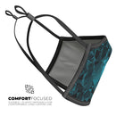 Turquoise and Black Geometric Triangles - Made in USA Mouth Cover Unisex Anti-Dust Cotton Blend Reusable & Washable Face Mask with Adjustable Sizing for Adult or Child