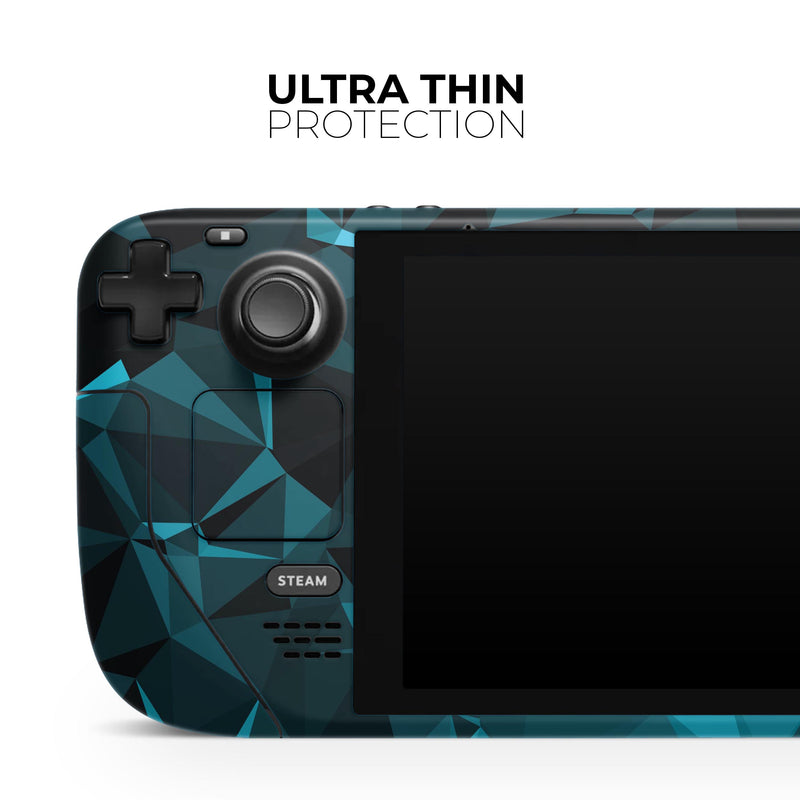 Turquoise and Black Geometric Triangles // Full Body Skin Decal Wrap Kit for the Steam Deck handheld gaming computer
