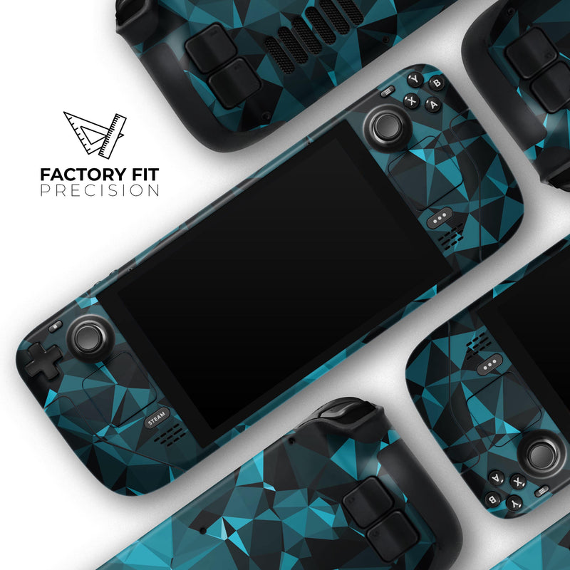 Turquoise and Black Geometric Triangles // Full Body Skin Decal Wrap Kit for the Steam Deck handheld gaming computer