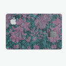 Turquoise and Burgundy Floral Velvet - Premium Protective Decal Skin-Kit for the Apple Credit Card