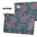 Turquoise and Burgundy Floral Velvet - Premium Protective Decal Skin-Kit for the Apple Credit Card