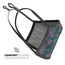 Turquoise and Burgundy Floral Velvet - Made in USA Mouth Cover Unisex Anti-Dust Cotton Blend Reusable & Washable Face Mask with Adjustable Sizing for Adult or Child
