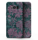 Turquoise and Burgundy Floral Velvet - Samsung Galaxy S8 Full-Body Skin Kit