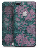 Turquoise and Burgundy Floral Velvet - Skin-kit for the iPhone 8 or 8 Plus