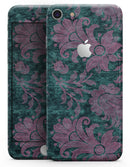 Turquoise and Burgundy Floral Velvet - Skin-kit for the iPhone 8 or 8 Plus