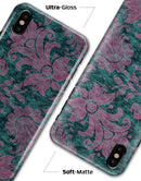 Turquoise and Burgundy Floral Velvet - iPhone X Clipit Case